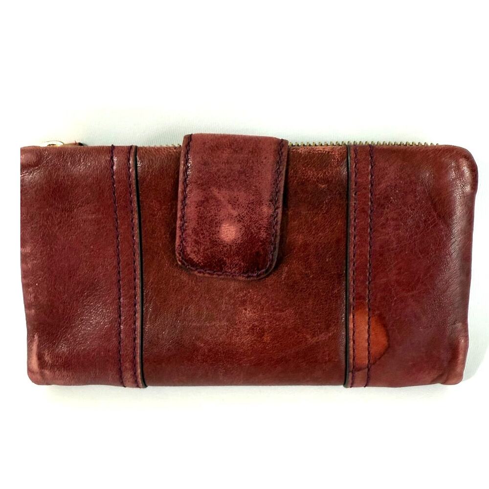Vintage Fossil Emory Red Lamb Leather Wallet Clutch Envelope Zipper Multi-Pocket - Picture 3 of 6